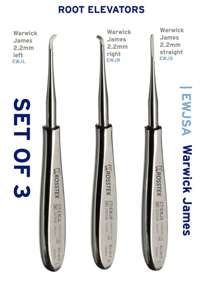 Warwick James Root Elevator Set (pack of 3)