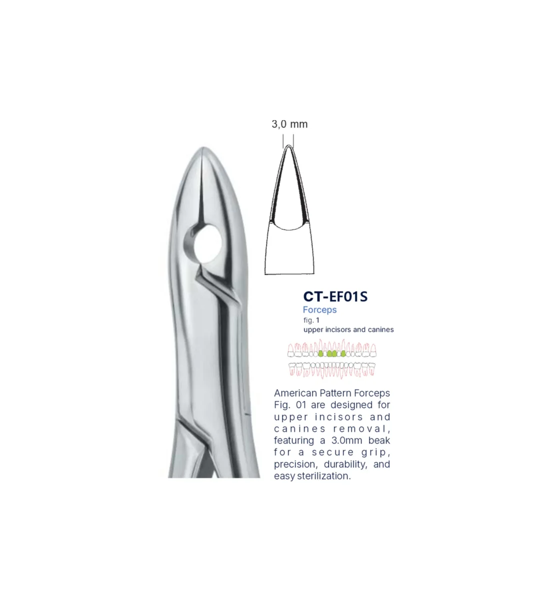 Extraction Forcep fig. 01 with standard handle