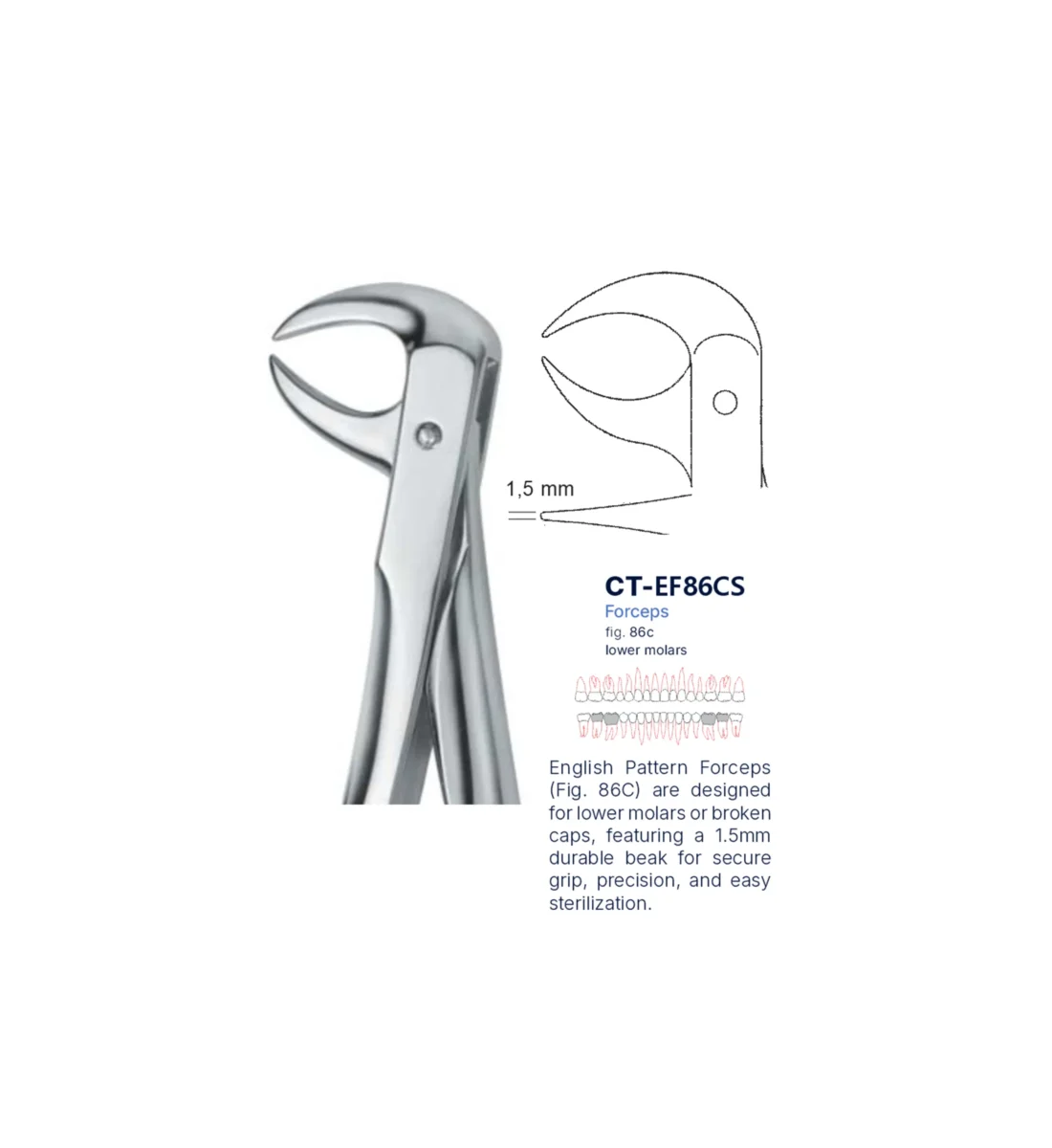 Extraction Forcep fig. 86c with standard handle