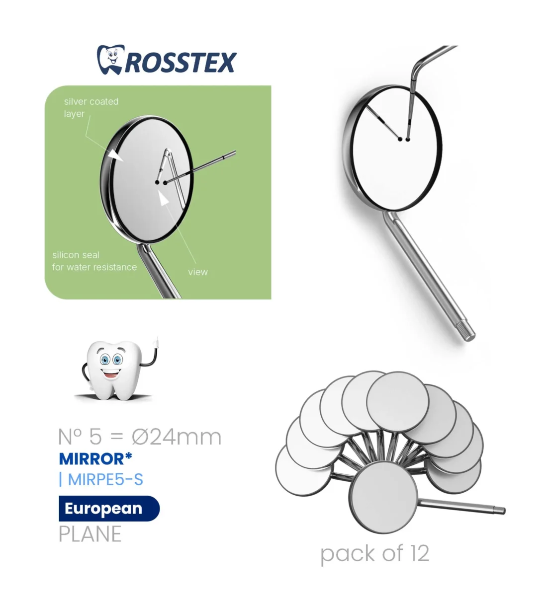 Plane Mirror European Single Side | Pack of 12