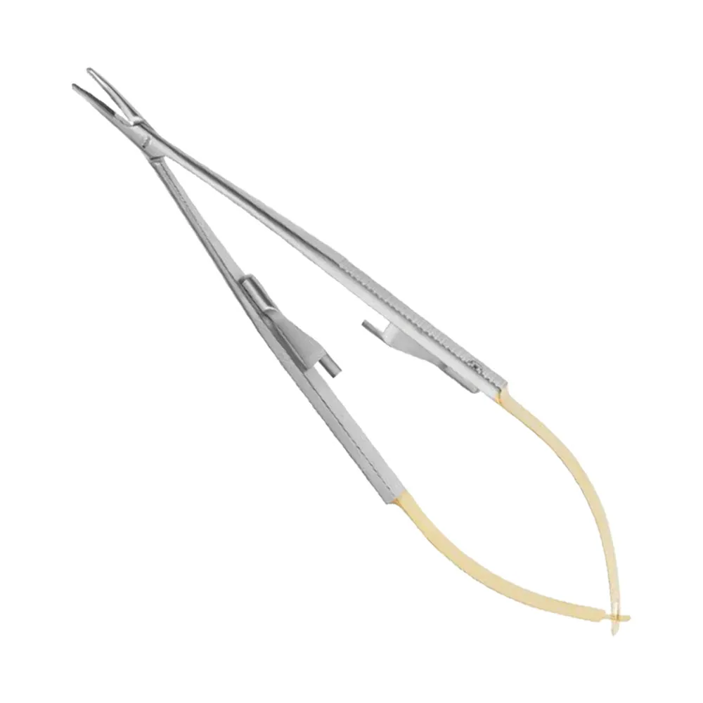 Castroviejo Needle Holder curved/f. handle 18,0cm t/c