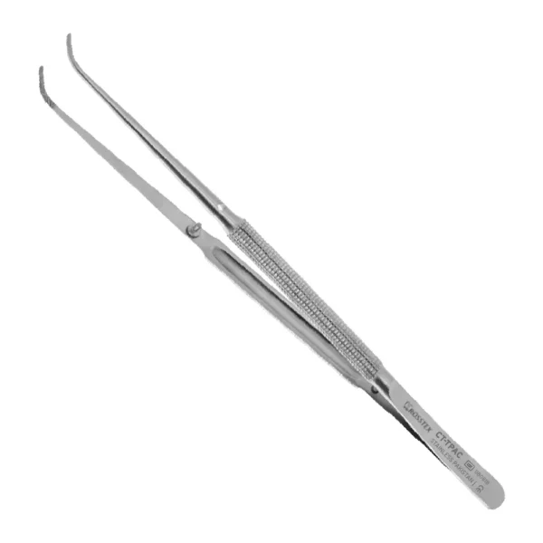 Micro Tissue Plier plain curved 18,0cm