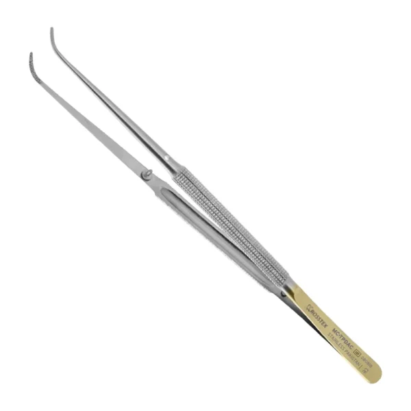 Micro Tissue Plier plain curved 18,0cm t/c