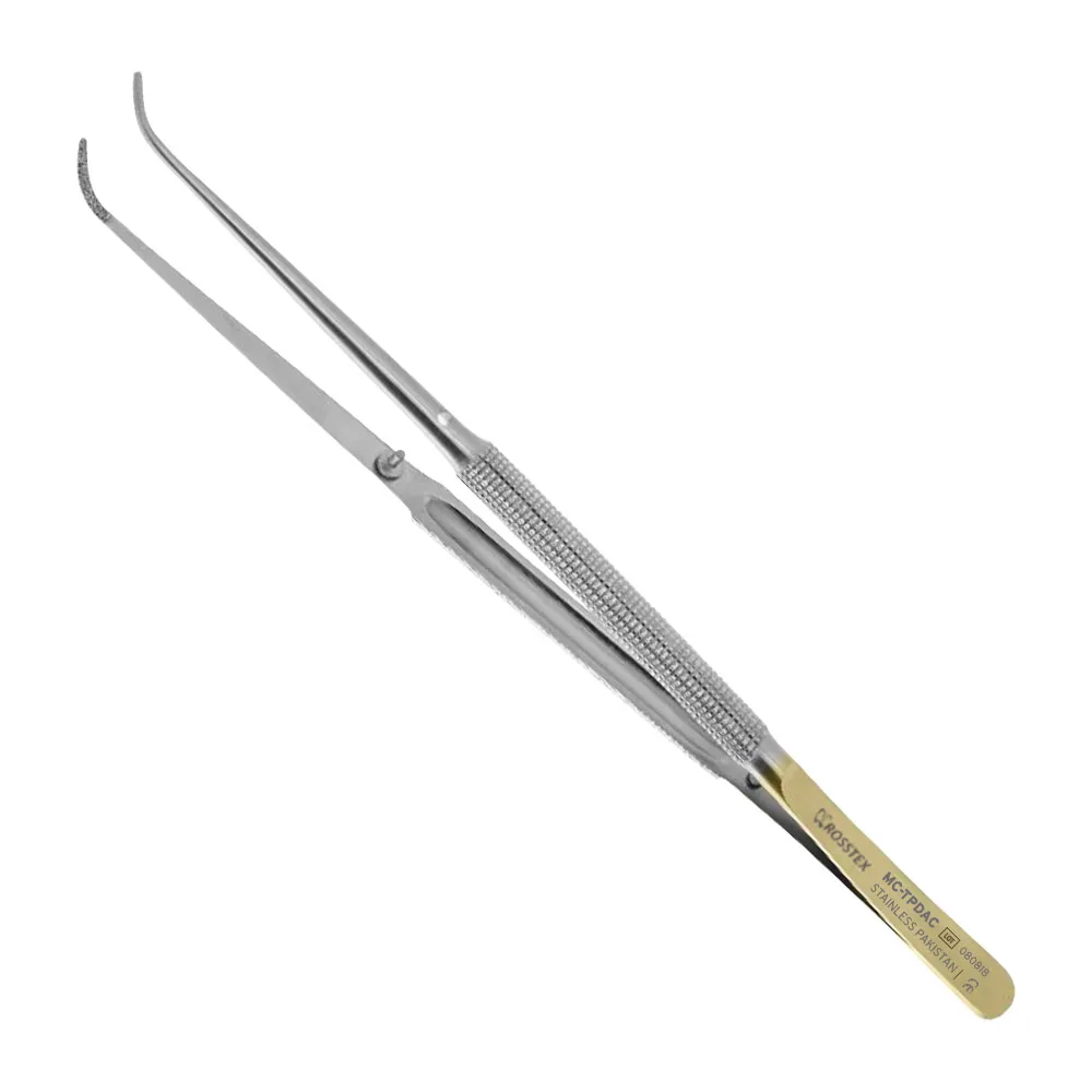 Micro Tissue Plier plain curved 18,0cm t/c
